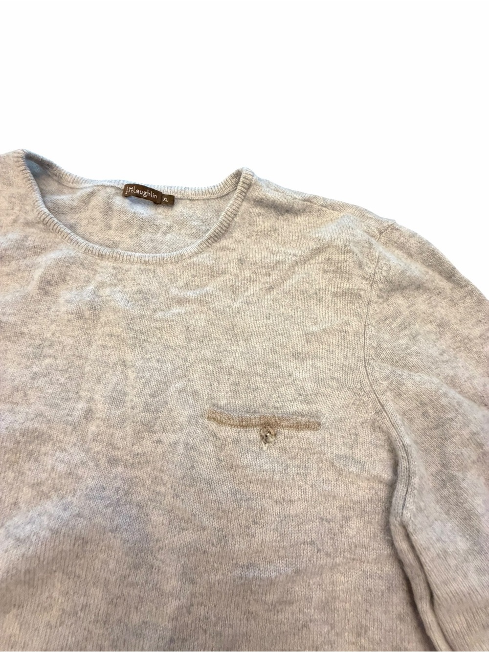 J.McLaughlin Cashmere Sweater Men’s XL Long Sleeve Front Pocket Crew Neck Grey